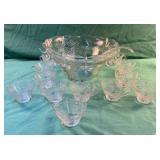 Punch bowl with hooks, 12 cups and a plastic