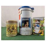 Miniature artwork tin, cedrinca tin and cat box