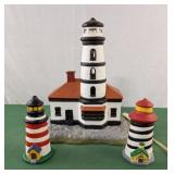 Hand painted electric lighthouse lamp with