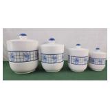 White and Blue Canister Set of 4,