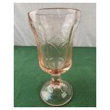 Vintage Pink Glass Water Goblet Indiana Glass