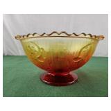 Jeanette Glass Amberina Iris Bowl