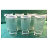Set of 6 Mid Century Embossed glasses 6.5ï¿½ tall