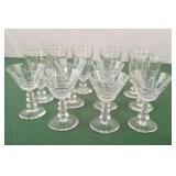 Set of 12 crystal wine glasses. 6 are 4" tall and