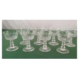 Set of 8 glass dessert pedestal bowls