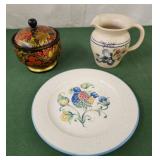 Italian 8" bird plate, amazing grace creamer,