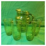 Anchor Hocking Avocado Green Glass and Pitcher Set