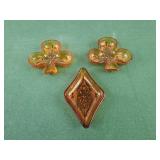 Indiana glass amber glass 4" clubs