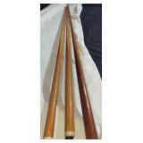 3 Vintage Wooden Billiard Cues Pool Sticks