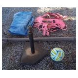 Small shade, volleyball net, flat volleyball,