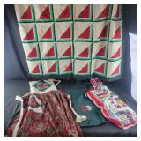 Aprons and Quilted Watermelon Wall Hanging