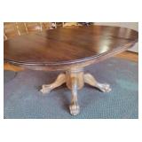 Claw foot Pedestal Dining room table with Leaf