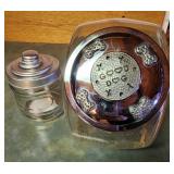 Glass dog treat jar and small glass jar