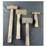 Hatchet, sledgehammer, ball peen hammer