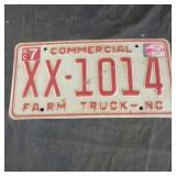 NC Farm Truck License plate