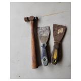 Ball peen hammer and scrapers
