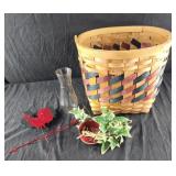 Basket, rooster decor, watermelon tin decor, good