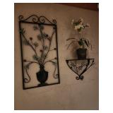 Metal wall decor with faux flower
