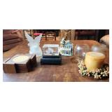 Angel tea light, cat glass lighted, coasters,