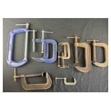 Set of C clamps (9) various sizes