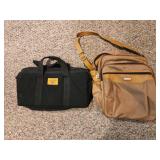 Armadillo black bag, samsonite tan bag