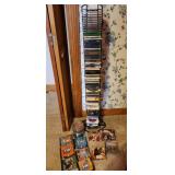 CD STAND WITH CONTENTS, DVDS, BLANK CDS COMPUTER