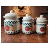 Ceramic apple canisters lot of 3