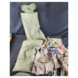 Fishing vest and contents, power bait. Wading
