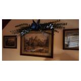 Home Interior grouping, wall art and swag, nature