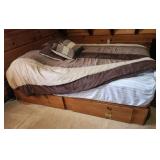 59wide x 81.5 wood bed with 2 slide out drawers