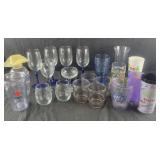 Assortment of glasses, some plastic