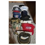 Lot of 12 various logo hats, hunting, RJR