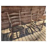 2 wooden rocking chairs porch rockers