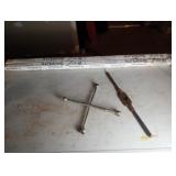 4-way lug wrench, shop lightbulbs, tap wrench