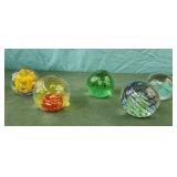 5 glass paperweights