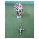 RUSSIAN MANNER CLOISONNE EGG TRINKET BOX WITH