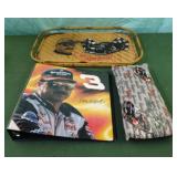 Dale Earnhardt small throw pillow, hand made tray