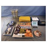 Misc lot including candle holder, sunglasses,