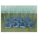 Set of 8 blue drinking glasses