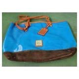 Dooney and  Bourke blue tote 15x10 with wrislet