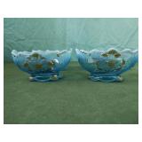Set of 4 Antique Northwood Glass Blue Opalescent