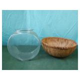 Fish bowl and woven basket