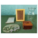 Misc Lot - frame, wood box, vase etc