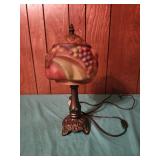 Vintage Table Lamp w/Reverse Painted Art Fruit