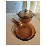 Vision glass baking pans and a pot with lid