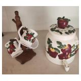 KK Ceramic Apple Pattern dispenser 12" tall and