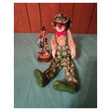 Clown decor, 6" figurine, 14.5" bendable figure