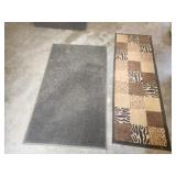 2 rugs, animal print rug runner. 56x34 black mat