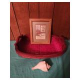 19x4x14 red handle basket, 8x10 God is refuge,