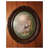 27x31 1985 Homco SYROCO 3243 GOLD Oval FRAMED